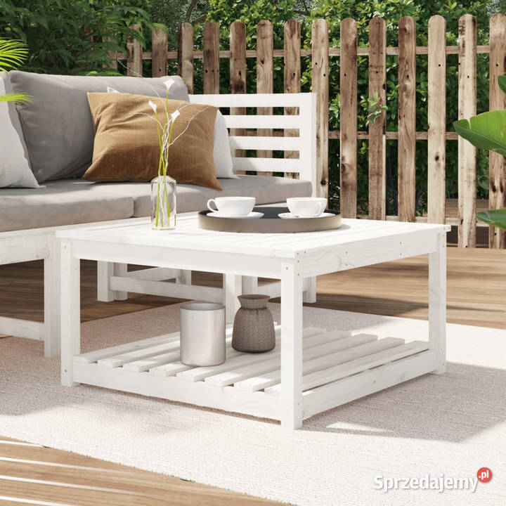 Stolik ogrodowy biały 825x825x45 lite drewno Warszawa