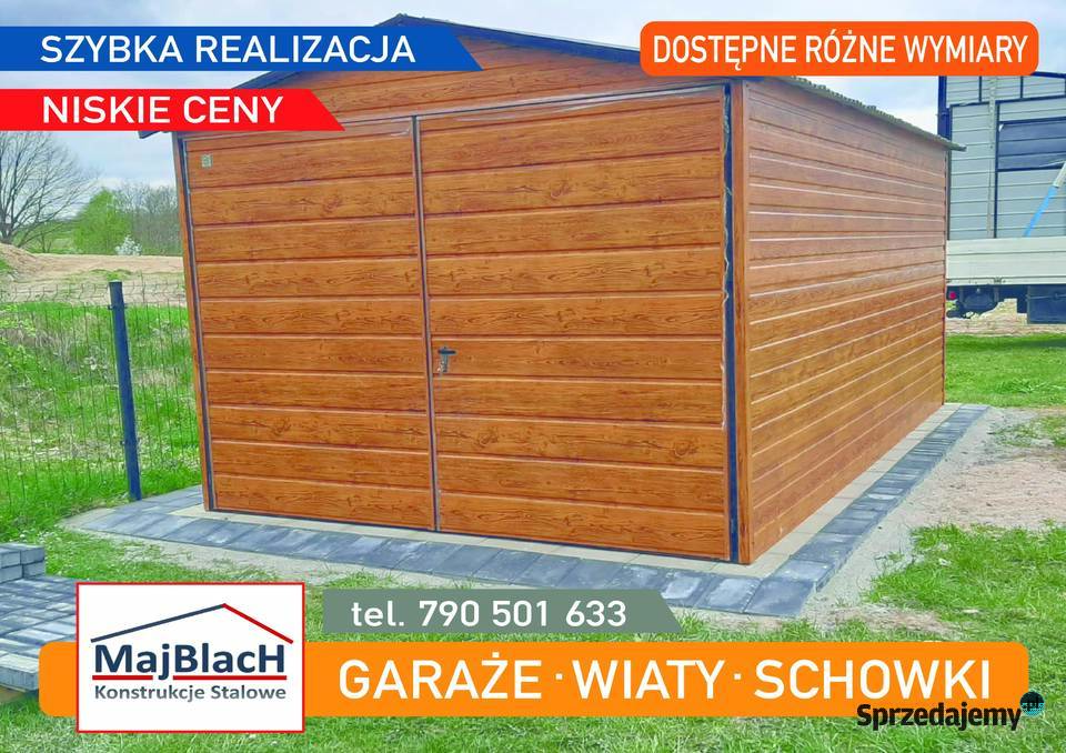 Tani Garaż Blaszany Drewnopodobny Złoty Dąb 15m2 Police sprzedam
