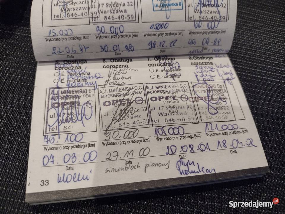 Opel ASTRA F 1996 Książka Gwarancyjna Serwisowa łódzkie Łódź