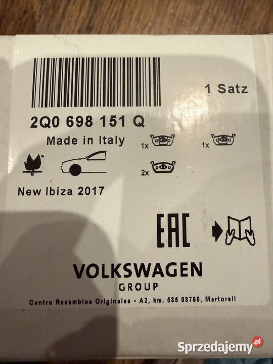 Klocki hamulcowe OE 2Q0698151Q zachodniopomorskie Stargard