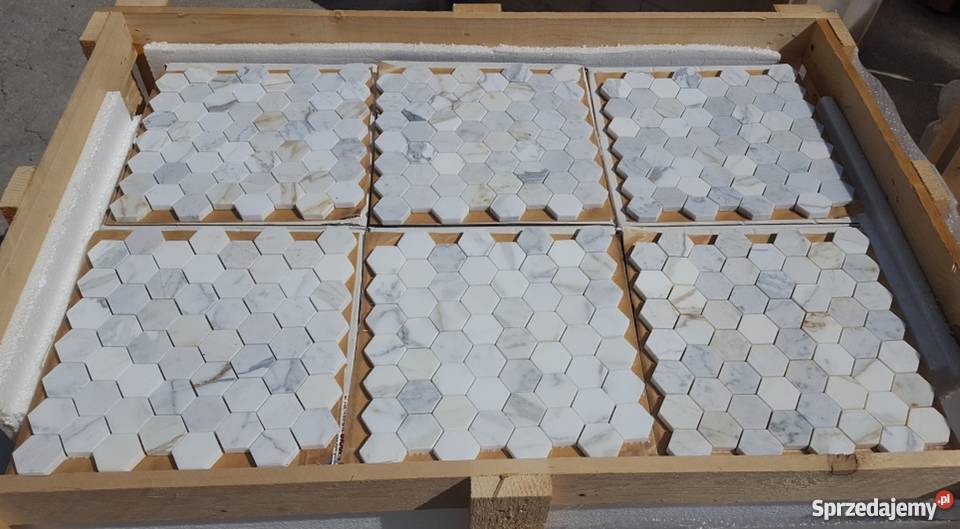 MOZAIKA KAMIENNA BIANCO CALACATTA GOLD PLASTRY Bielawa