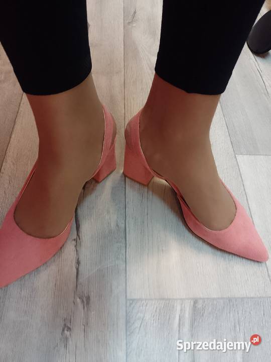 3940 Różowe czółenka wieczorowe z odkrytą piętą Kraków