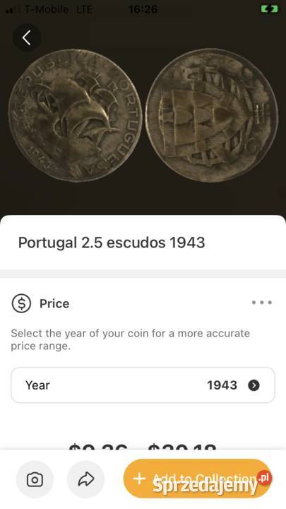 Portugal 25 escudos 1943 Szczecin