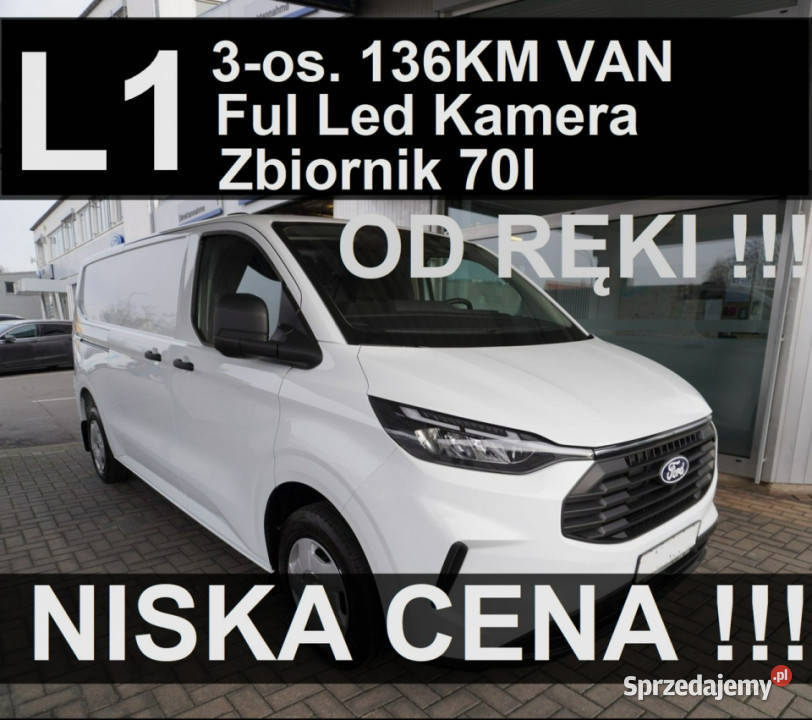 Ford Transit Custom L1 Nowy Ford Custom 136 L2 centralny zamek Samochody dostawcze Szczecinek
