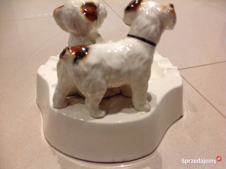 Stara Duża Ceramiczna Popielniczka Pieski Dekoracje i ozdoby lubuskie Nowa Sól
