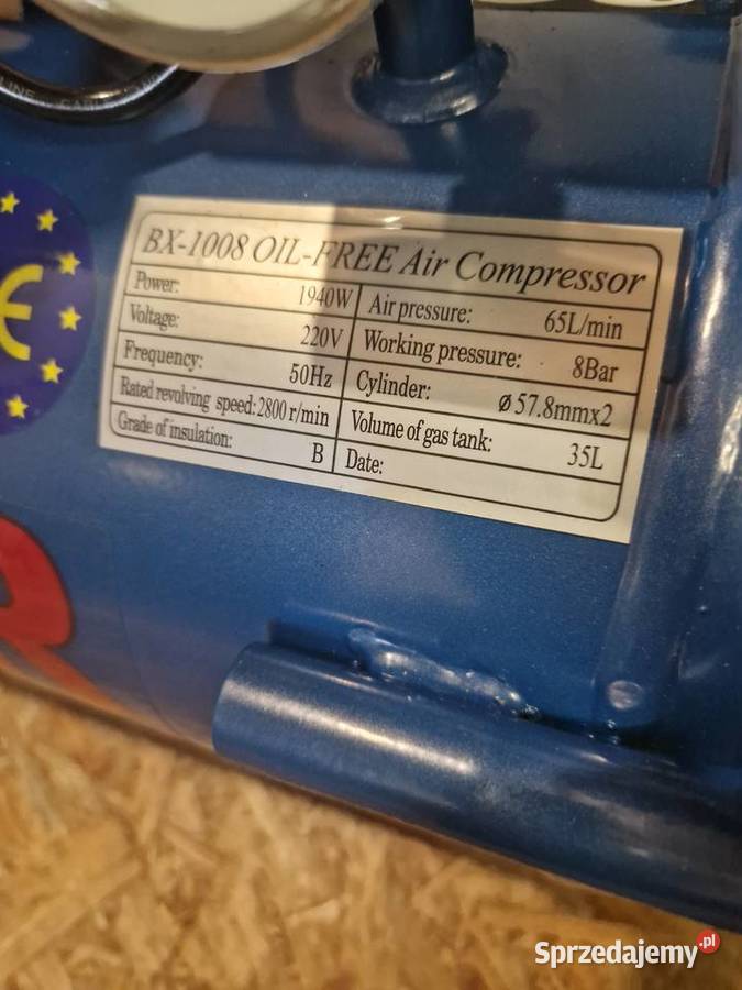 Kompresor POWIETRZA bezolejowy Boxer 35L 8 bar Głogowa