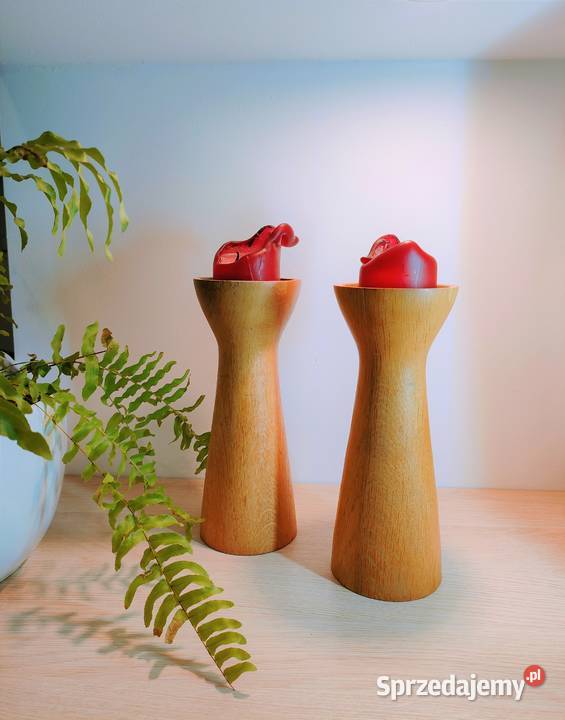 Świeczniki drewno twarde komplet Kalisz