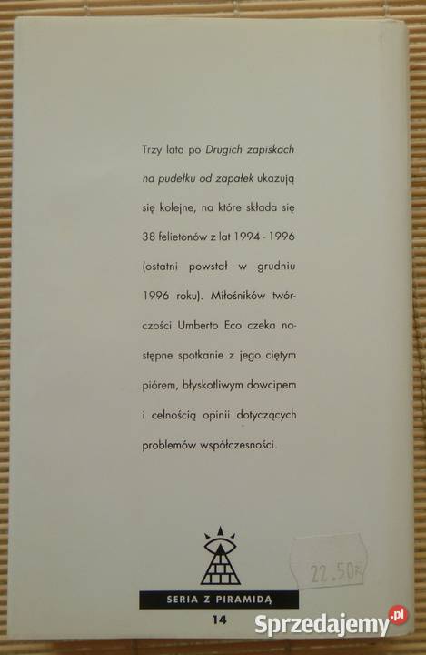 Trzecie zapiski na pudełku zapałek Umberto Eco Warszawa