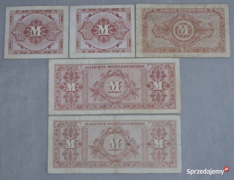 Zestaw banknotów z okupacji Niemiec 1944 5 sprzedam