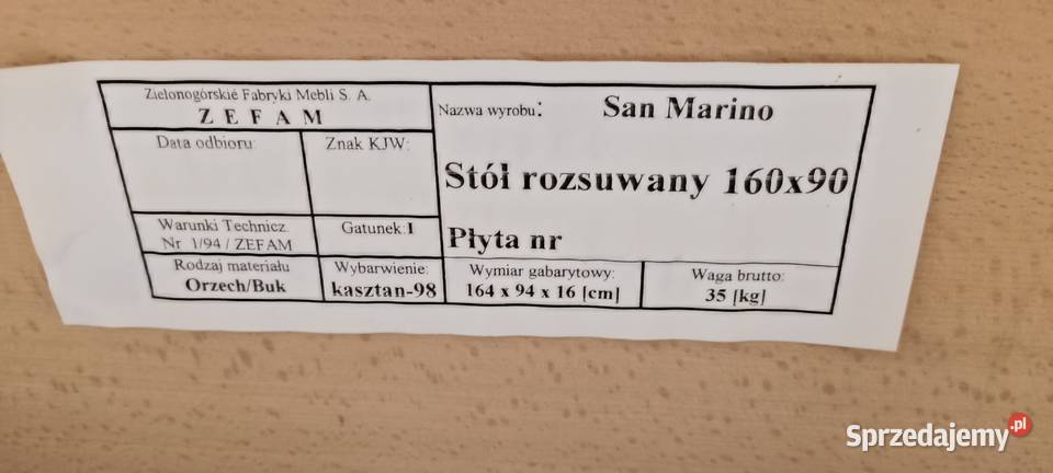 Stół Rozkładany Ciemny Zefam San Marino Warszawa