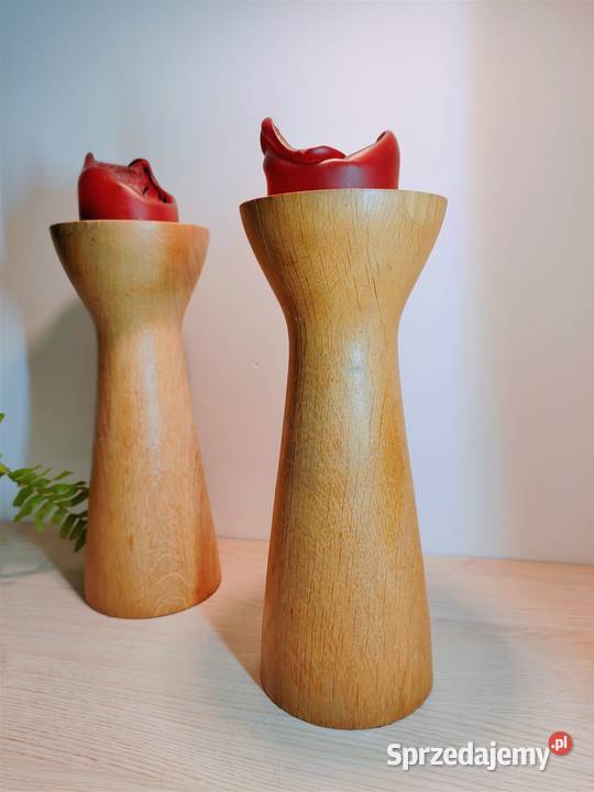 Świeczniki drewno twarde komplet Kalisz