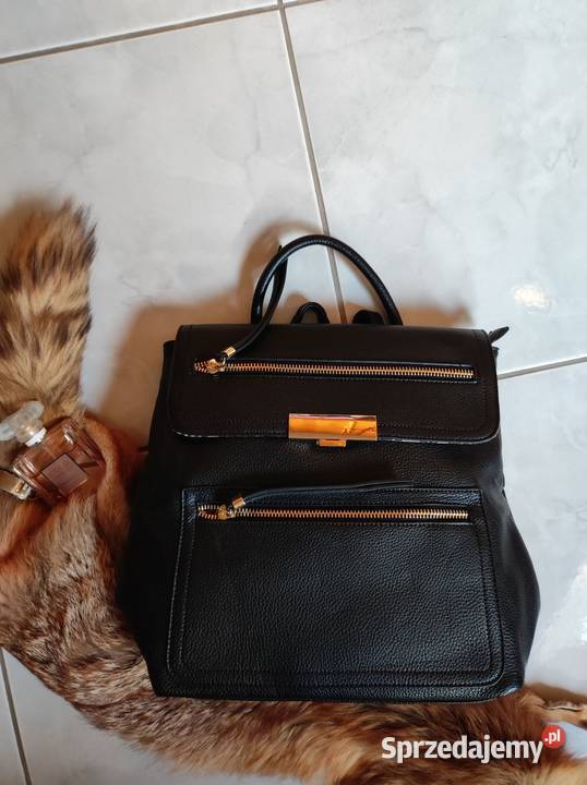 torba plecak shopper duża skórkowa złote ozdoby 30cm