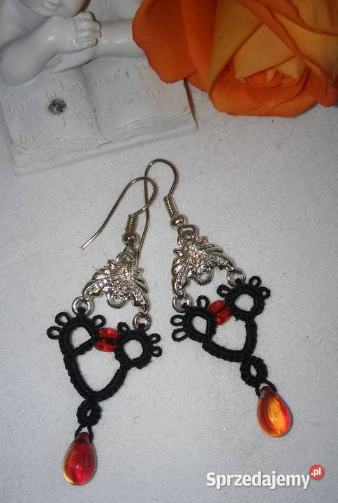 Kolczyki frywolitkowe Wiśniowa