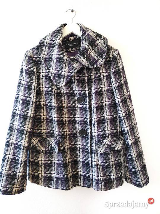 Wełniany Płaszcz Debenhams tweed Kratka 42 Jasło sprzedam