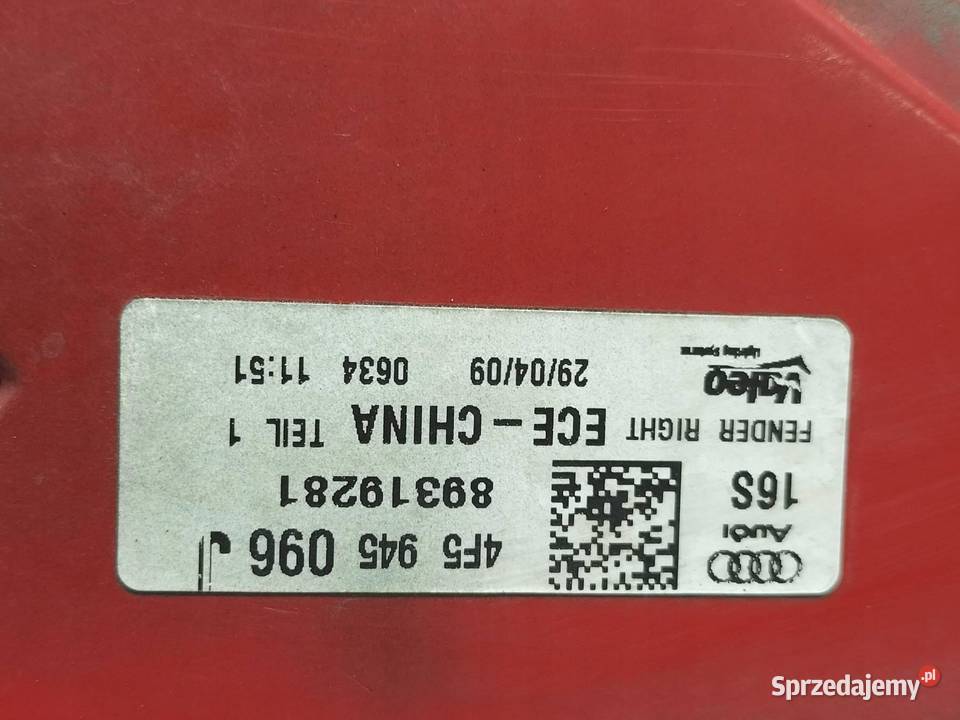 LAMPA TYŁ PRAWA LED SEDAN LIFT 4F5945096J Audi Lampy tylne