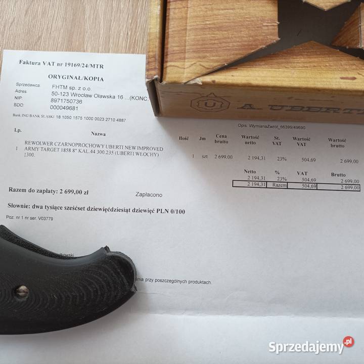 Rewolwer czarnoprochowy Remington Target 1858 sprzedam