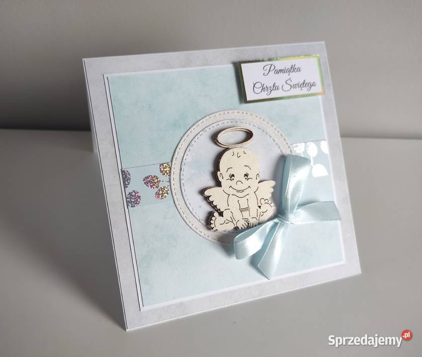 Kartka ręcznie robiona na Chrzest Święty z