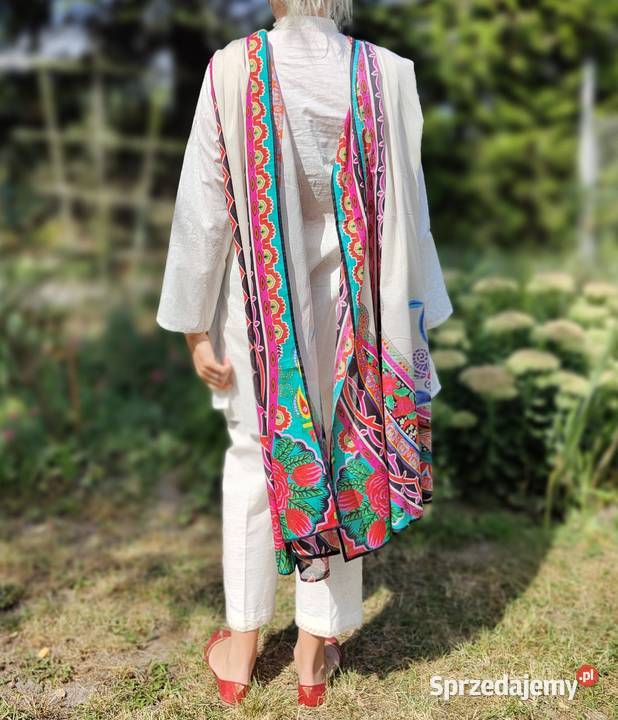 Duża chusta szal dupatta kwiaty folk bawełna Pozostałe zachodniopomorskie Szczecin sprzedam
