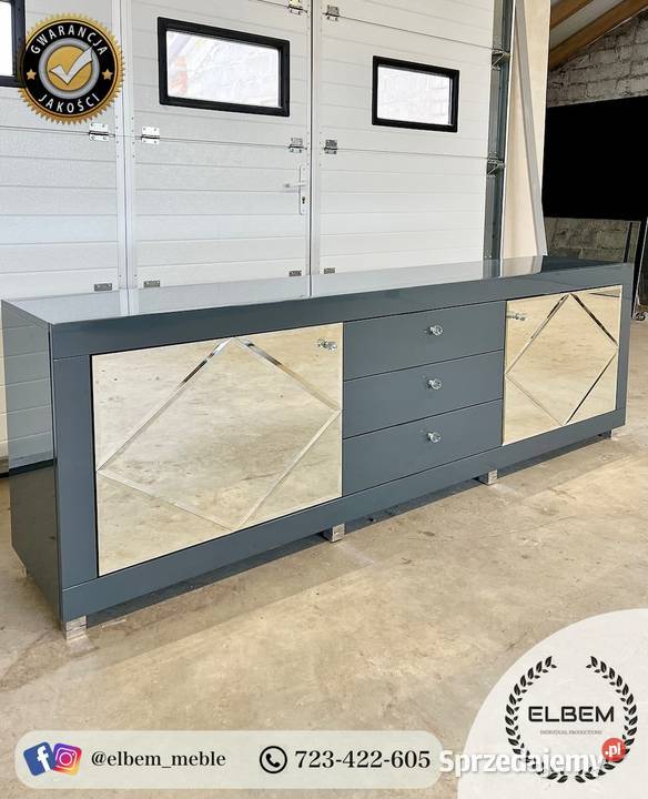 Komoda szary połysk w stylu Glamour Szczecin sprzedam