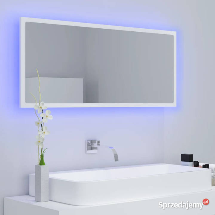 Lustro łazienkowe z LED białe 100x85x37 akryl Warszawa