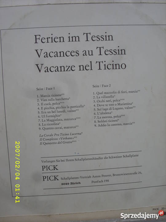 Pop LP FERIEN IN TESSINVACANCES Wołów