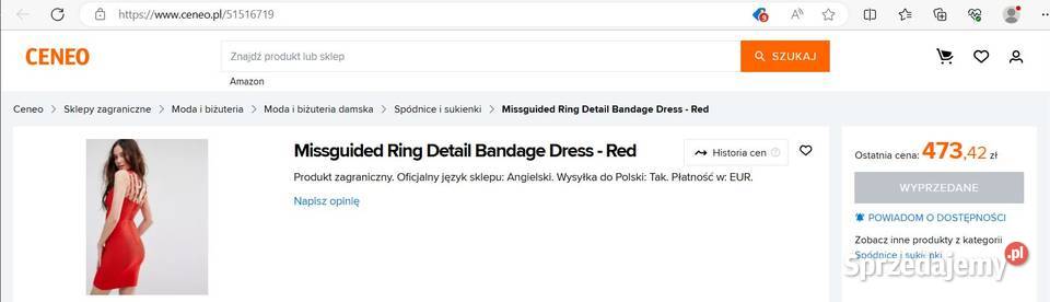 Missguided Ring Detail Bandage Dress czerwona Spódnice i sukienki lubelskie Zamość