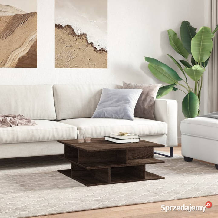 Stolik kawowy brązowy dąb 70x70x29 WM840750 Stoły Warszawa