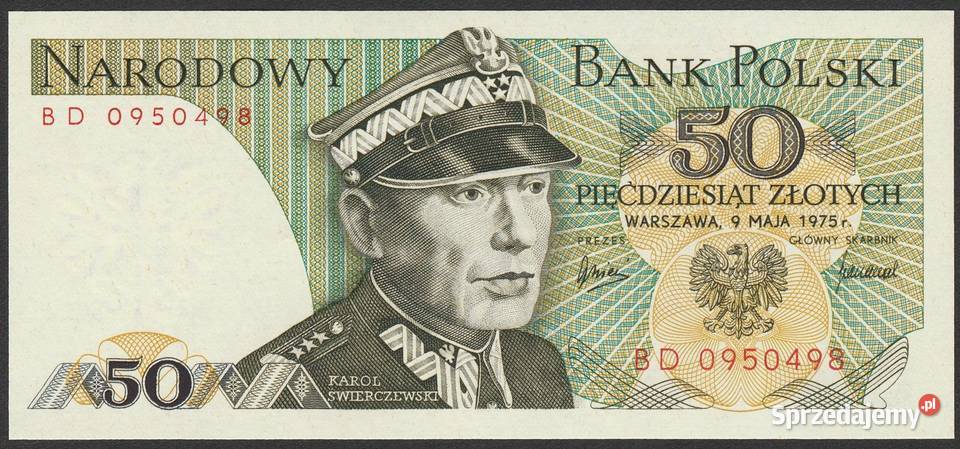 POLSKA 50 ZŁOTYCH 1975 ŚWIERCZEWSKI STAN BANKOWY Łódź