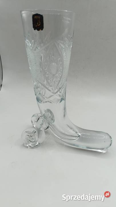 Róg obfitości szklany kryształowy z naklejką lubelskie Zamość