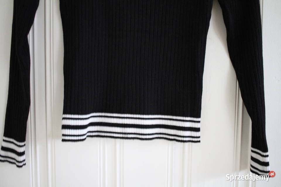 bluzka czarna HM xs 34 zip zamek biały sweter Toruń