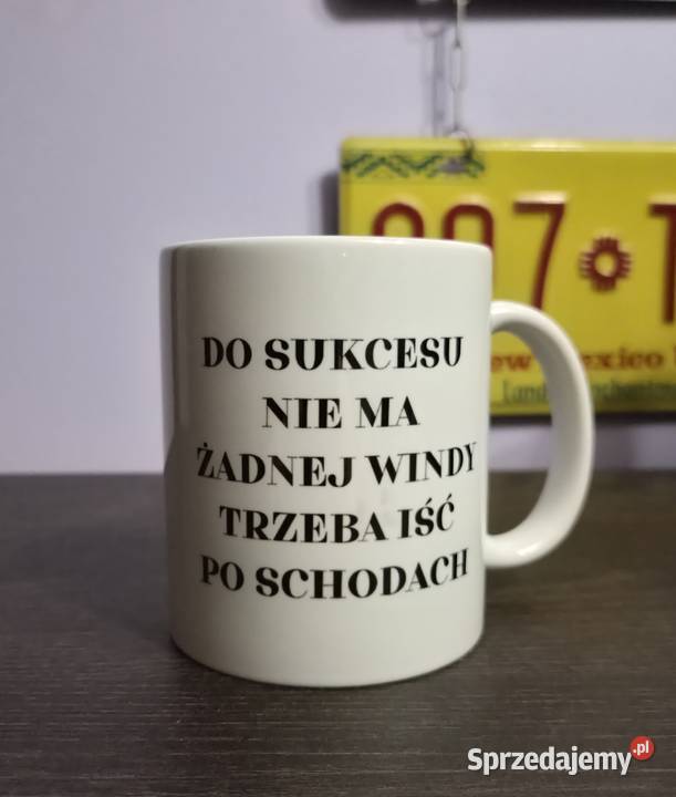 Kubek z tekstem Do sukcesu nie ma żadnej windy podkarpackie Rzeszów sprzedam