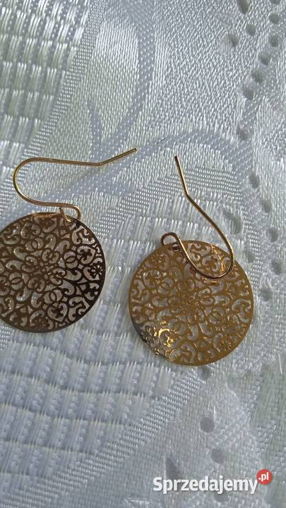 AŻUROWE ZŁOCONE KOLCZYKI wielkopolskie Piła