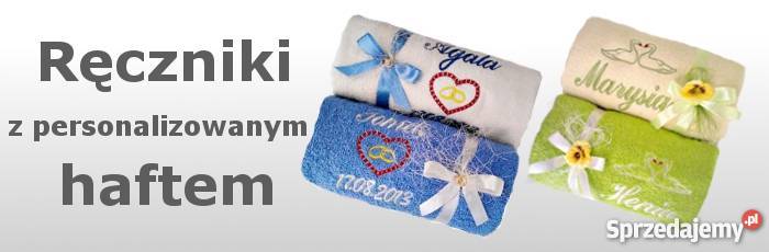 Ręcznik z haftem poduszka i koc z haftem prezent wielokolorowy Pobiedziska