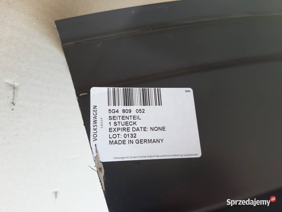 VW GOLF VII BŁOTNIK PRAWY TYŁ POSZYCIE 5G4809052 lubuskie Trzciel