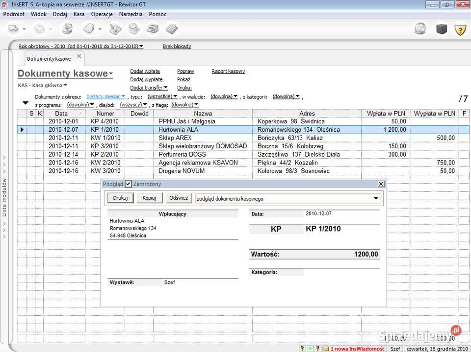 InsERT Rewizor GT system finansowoksięgowy 2012r. Gorzów Wielkopolski