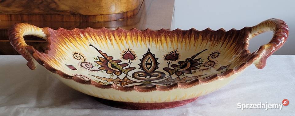 Ceramiczna ogromna patera z uszami Quimper Kraków