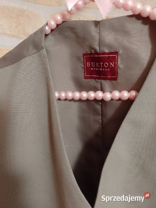 S Burton Beżowa kamizelka garniturowa z patką z Kraków