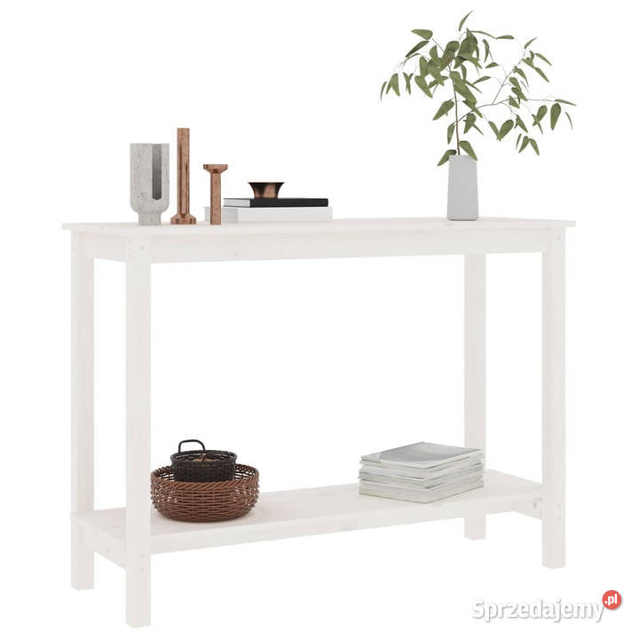 Stolik konsolowy biały 110x40x80 lite drewno Meble