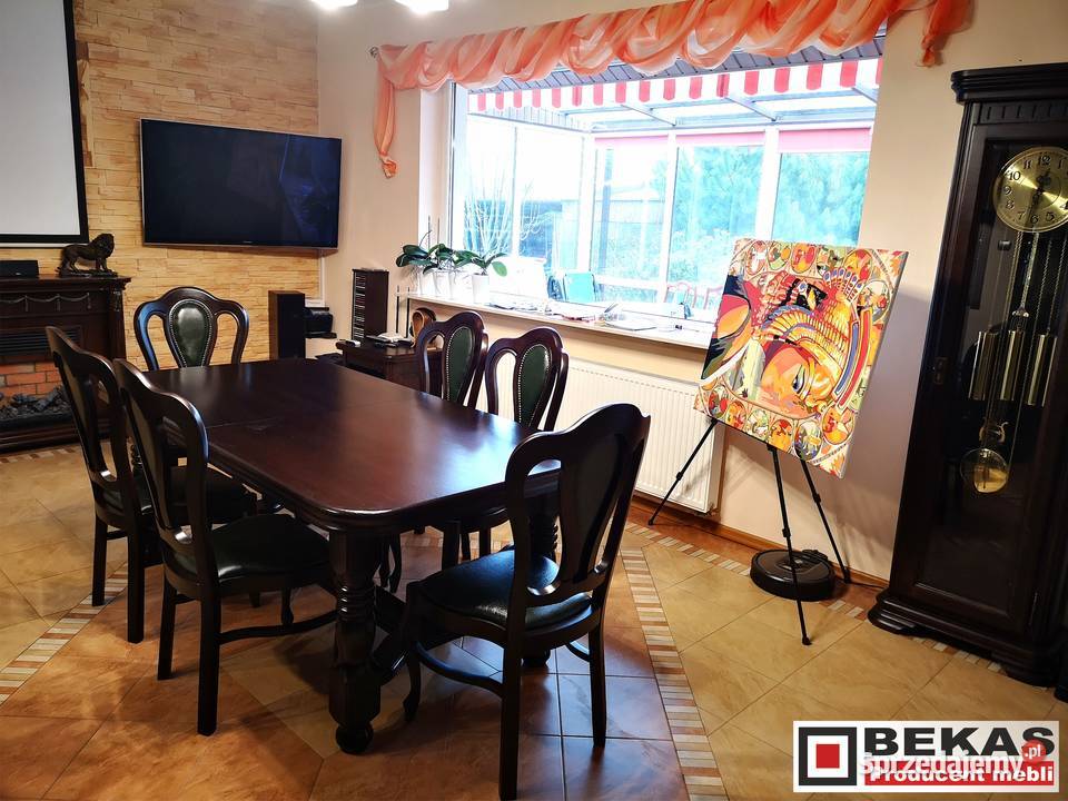 Komplet Salon Stół S23 Dąb 6 Krzeseł Skóra 200cm Radom