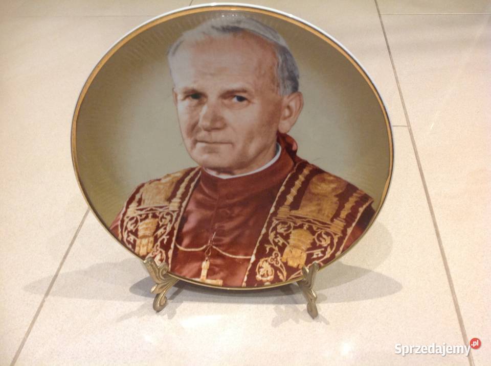 Talerz Porcelanowy Dekoracyjny Papierz Jan Paweł Nowa Sól