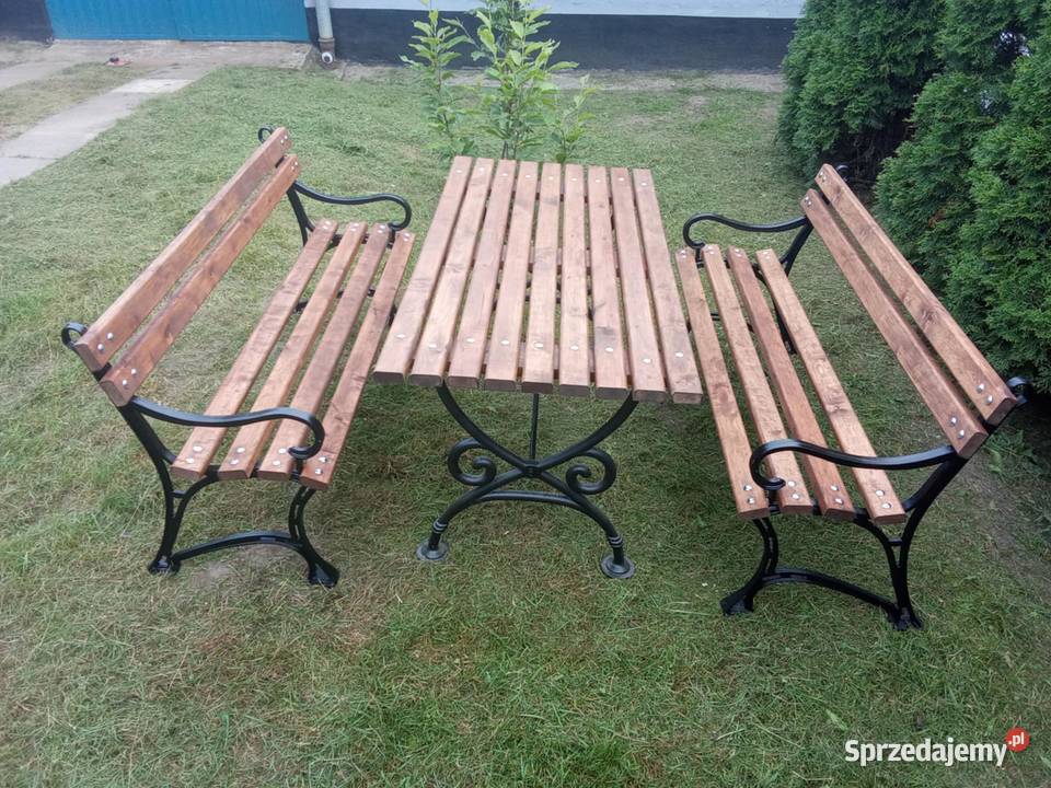 Stół ogrodowy z ławkami Stół żeliwny mocny Świdwin