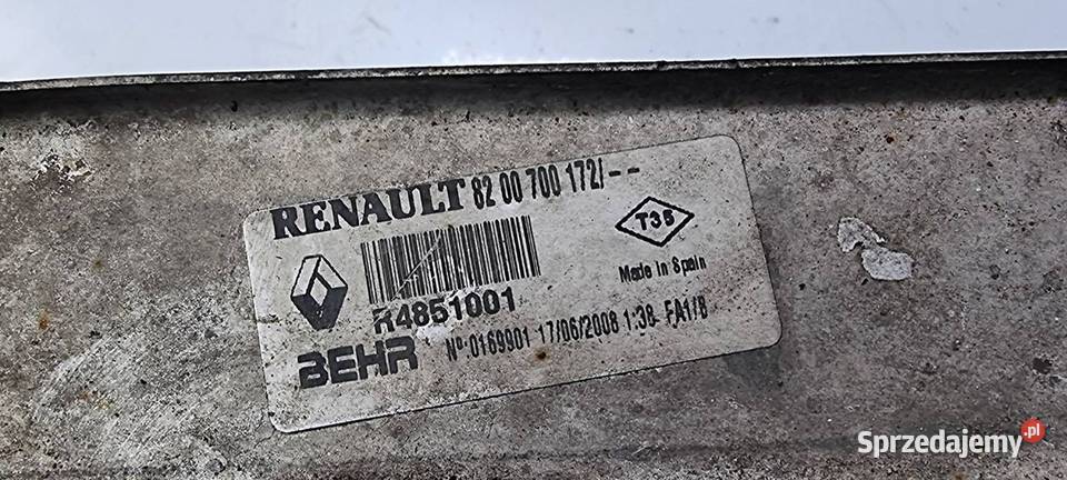 INTERCOOLER RENAULT MEGANE II 8200700172 Lipno
