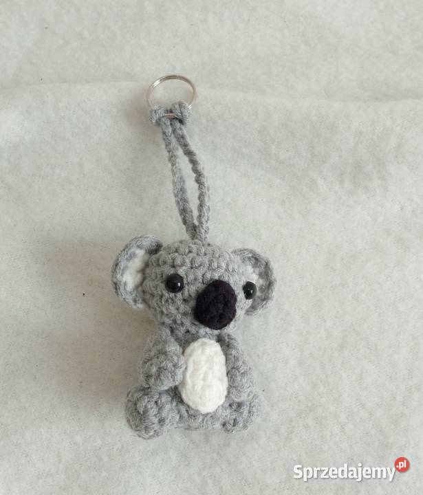 Miś koala wykonany na szydełku brelok zawieszka Łask