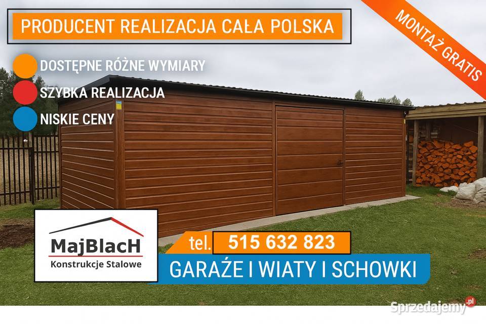 Zielony Garaż Blaszany z zadaszeniem Wiata sprzedam