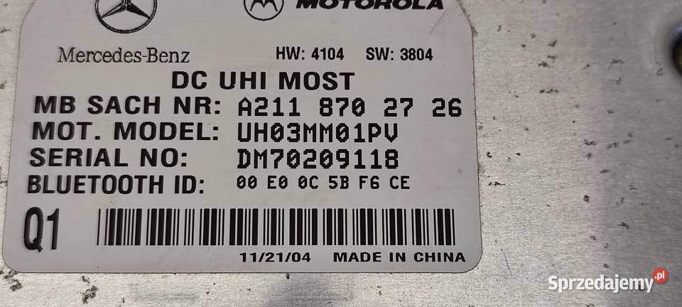 MERCEDES SL R230 MODUŁ BLUETOOTH A2118702726