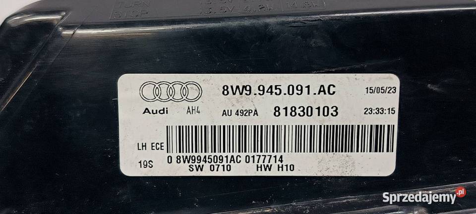 LAMPA LEWA TYŁ AUDI A4 B9 QUATTRO 8W9945091AC Lipno