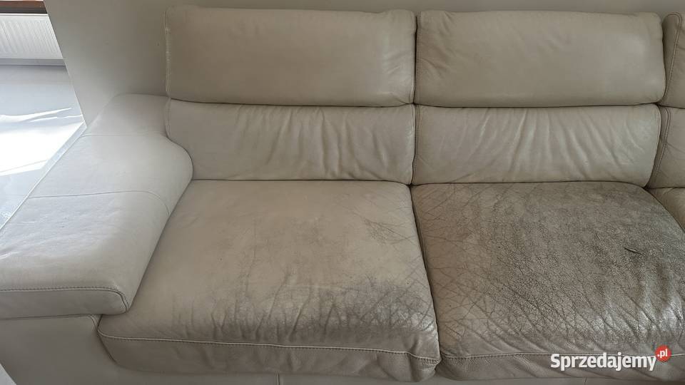 Komplet narożnik fotel włoska skóra Natuzzi Lesznowola
