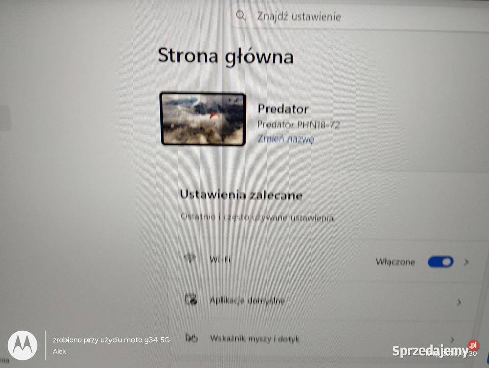 Laptop gamingowy Predator 18 Karta graficzna Sława Wielkopolska sprzedam