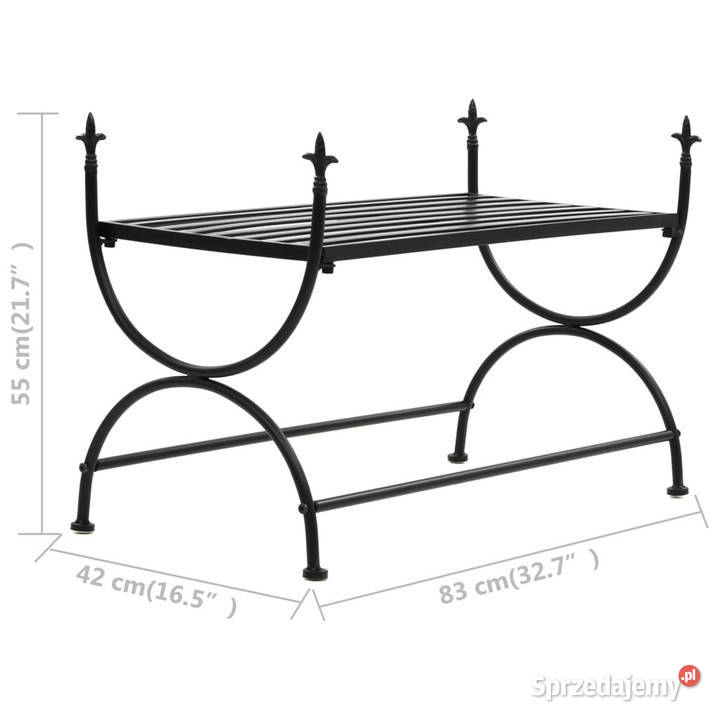 Ławka w stylu vintage metalowa 83x42x55 czarna Krzesła Warszawa