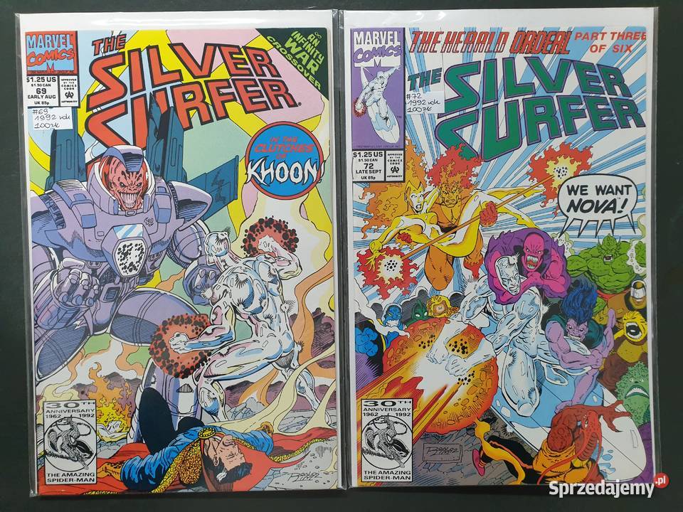 Silver Surfer 14 oryginalnych komiksów Marvel Rok wydania 1990 pomorskie